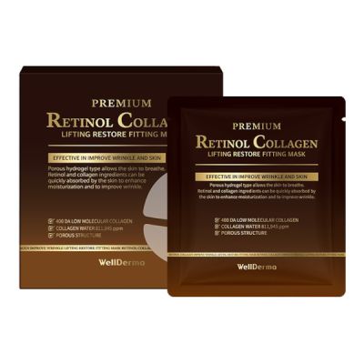 WELLDERMA – Premium Retinol Collagen Lifting Restore Fitting Mask – 4pcs