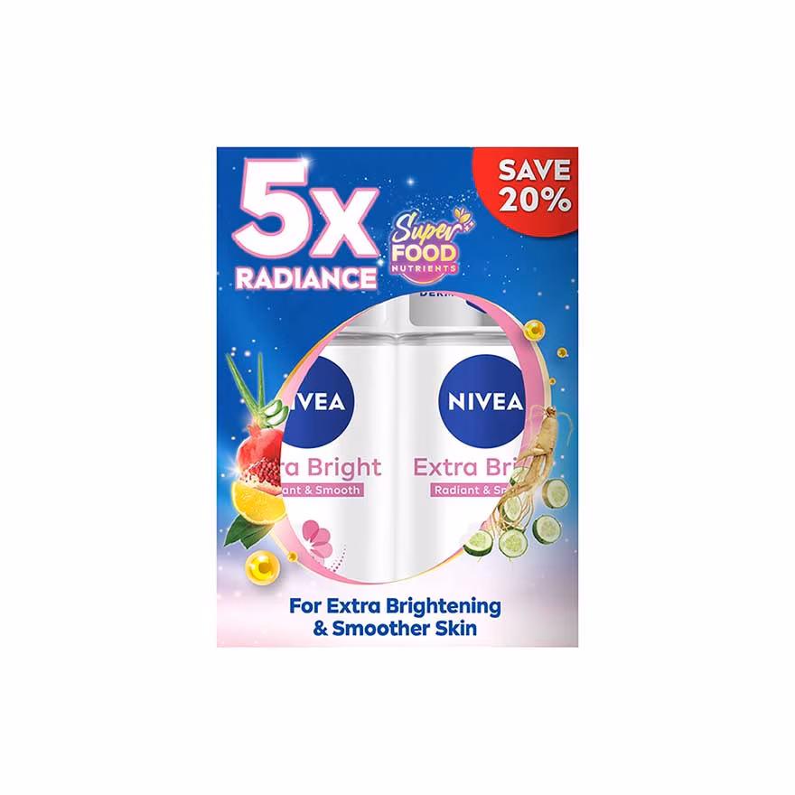 NIVEA
Deodorant Extra Brightening Roll On TWP 2x50ml