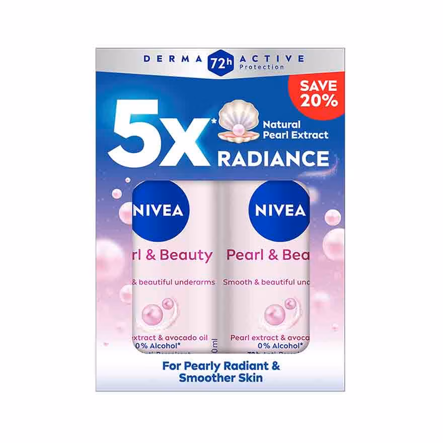 NIVEA
Deodorant Pearl & Beauty Roll On Twin Pack 2x50ml