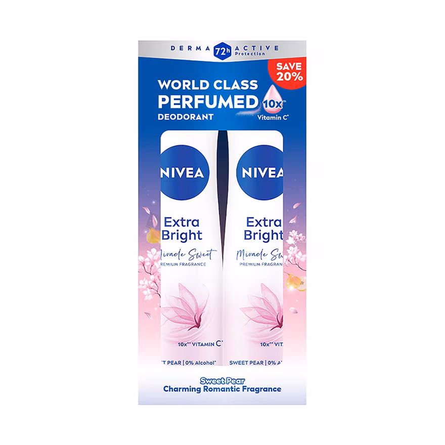 NIVEA
Deodorant Female Extra Bright Miracle Sweet Spray 150ml x2