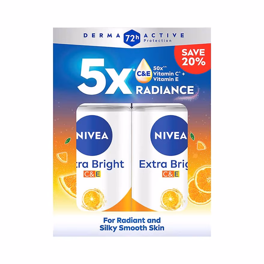 NIVEA
Deodorant Extra Bright C&E Roll On 50ml x2