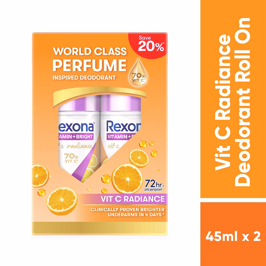 REXONA
Vit C + Anti Stain Roll On Deo 2x45ml