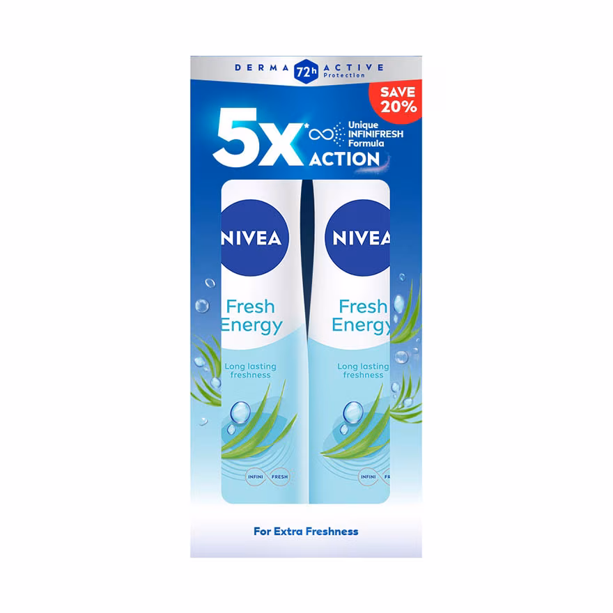 NIVEA
Deodorant Energy Fresh Spray Twin Pack 2x150ml