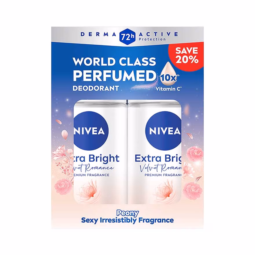 NIVEA
Deodorant Female Extra Bright Velvet Romance Roll On 50ml x2
