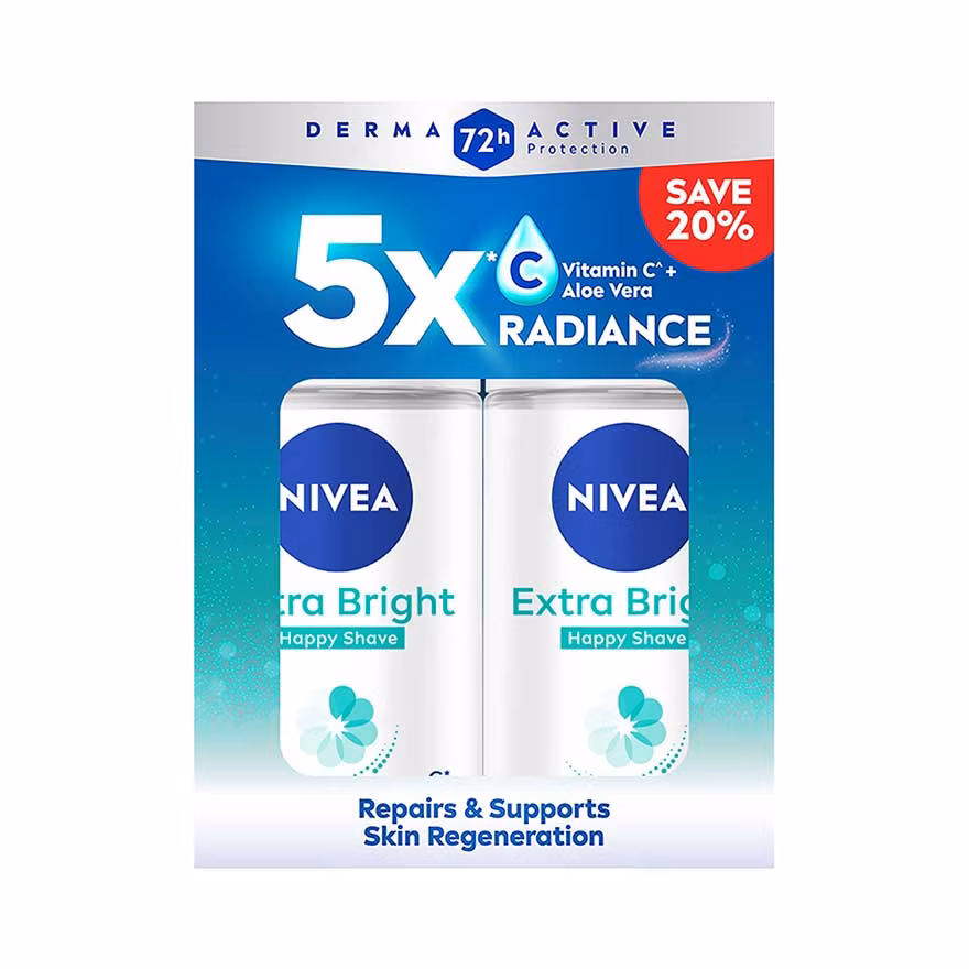 NIVEA
Deodorant Extra Bright Happy Shave Roll On TWP 2x50ml
