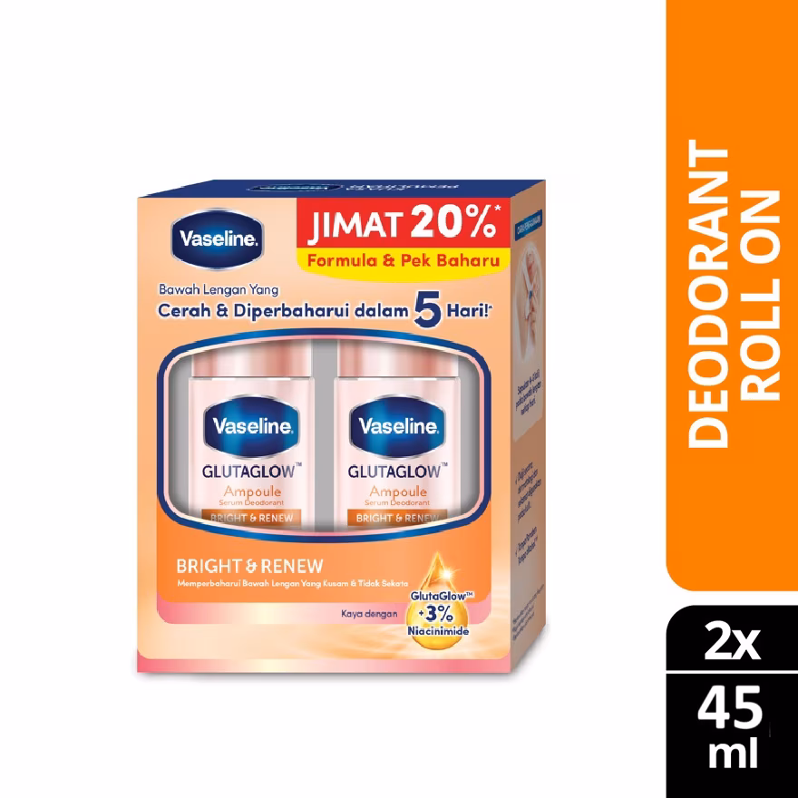 VASELINE
Deo Roll On Bright & Renew Twinpack 2x45ml