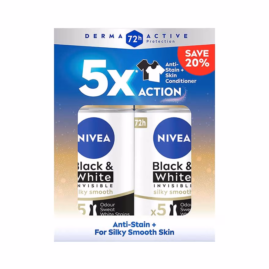 NIVEA
Deodorant B&W Silky Smooth Roll On TWP 2x50ml