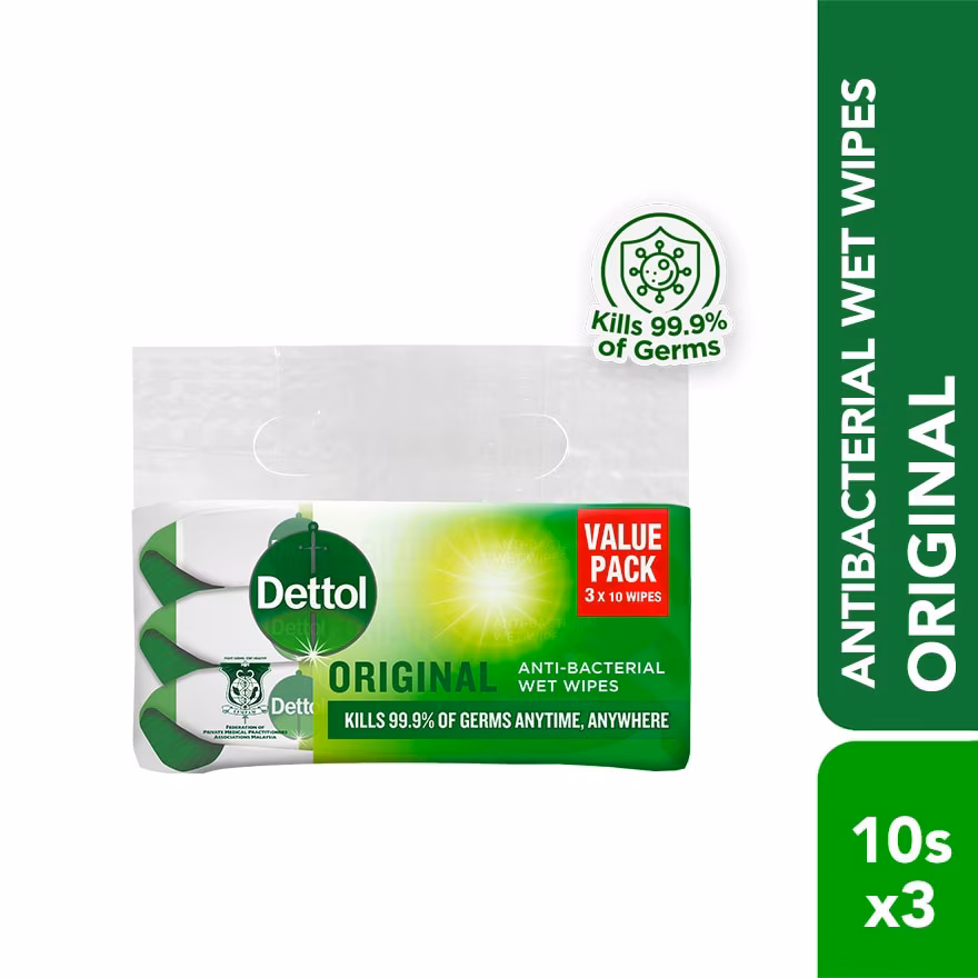 DETTOL
Antibacterial Wipes Original Value Pack 10s x3