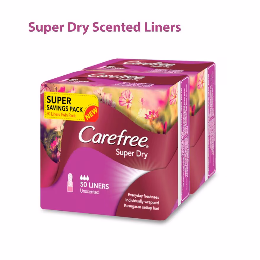 CAREFREE
Super Dry Unscented Liners 2 x 50’s
