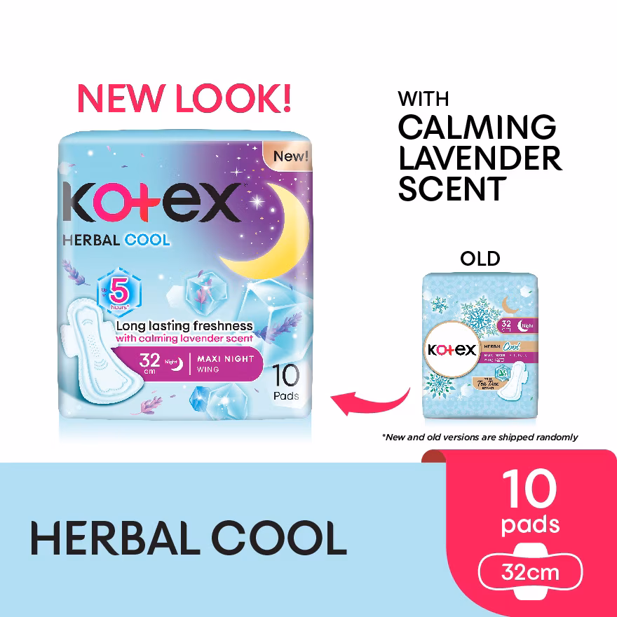 KOTEX
Herbal Cool Overnight Wing Pad 32cm (10s) Sanitary Pad with Calming Lavender Scent