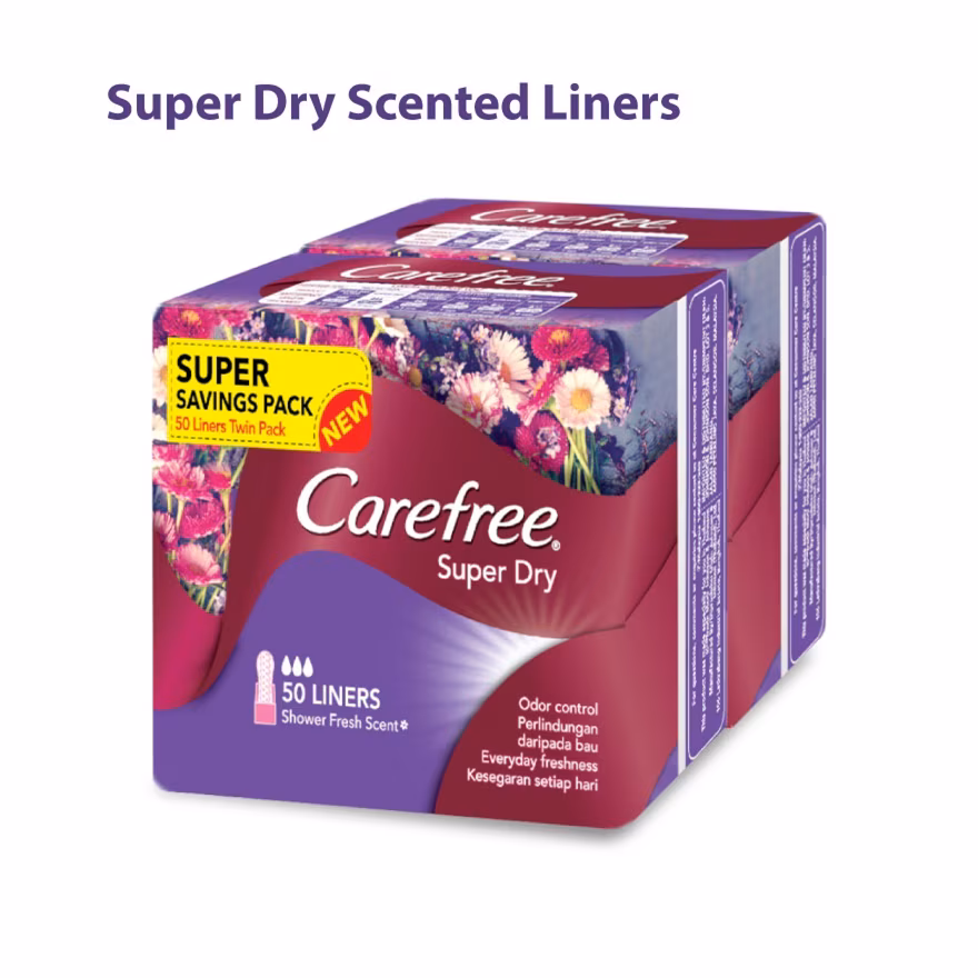 CAREFREE
Super Dry Shower Fresh Scent Liners 2x50s