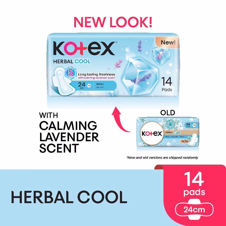 KOTEX
Herbal Cool Maxi Day Wing Pad 24cm (14s) Sanitary Pad with Calming Lavender Scent
