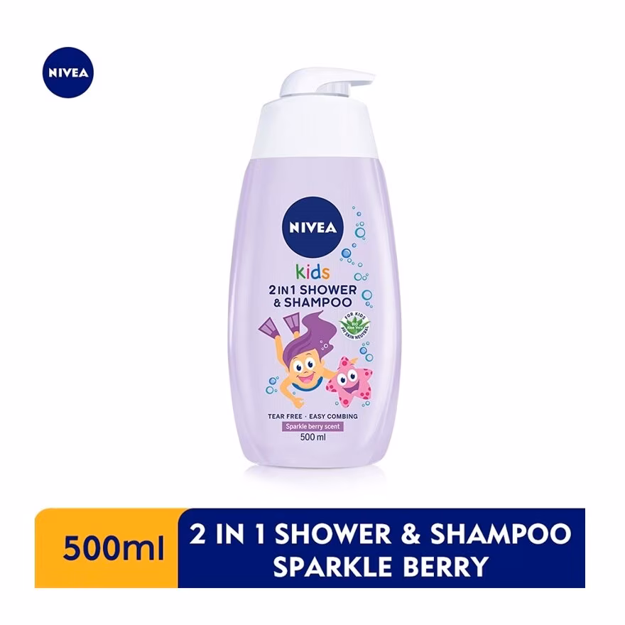 NIVEA BABY
Kids 2 in 1 Shower & Shampoo Sparkle Berry 500ml