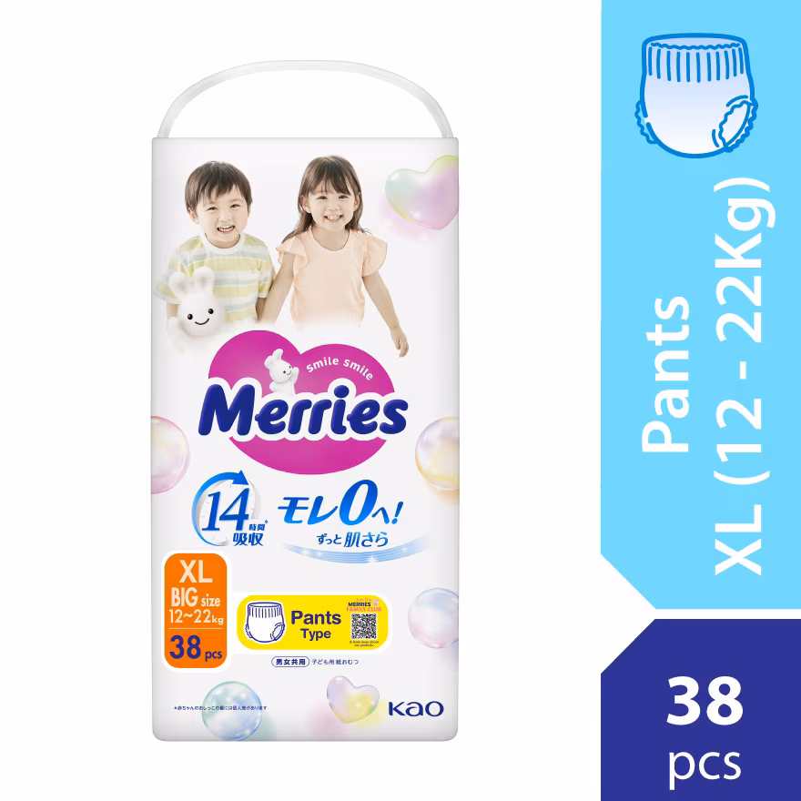 MERRIES
Merries Super Premium Pants Baby Diaper Super Jumbo pack (12-22kg) XL 38s