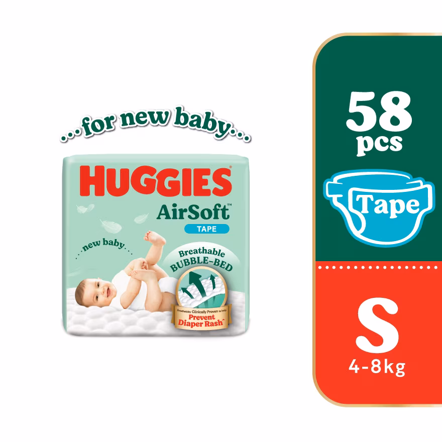 HUGGIES
AirSoft Tape Diapers S 58s Breathable And Soft Diapers For Baby
