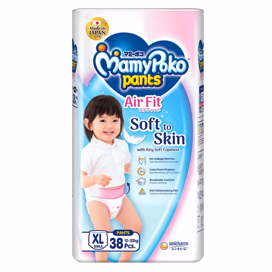 MAMYPOKOAir Fit Baby Girl Disposable Diapers XL 38’s