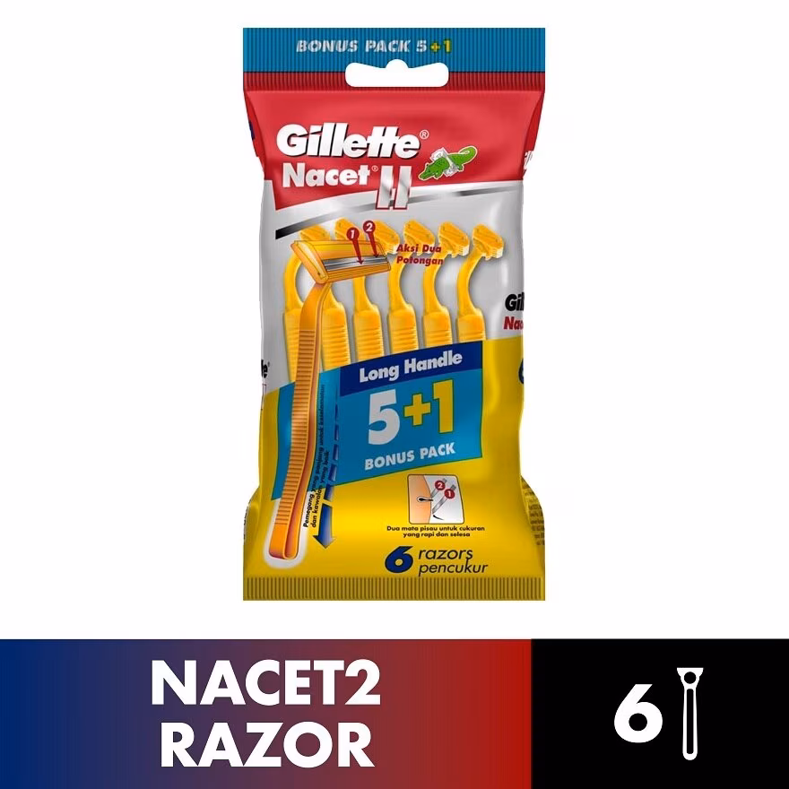 GILLETTE
NacetII Long Handle Disposable Razor 6’s