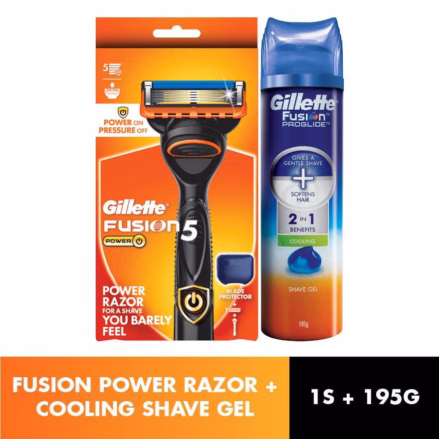 GILLETTE
Fusion Power Razor + Gel Shave Cooling Bundle