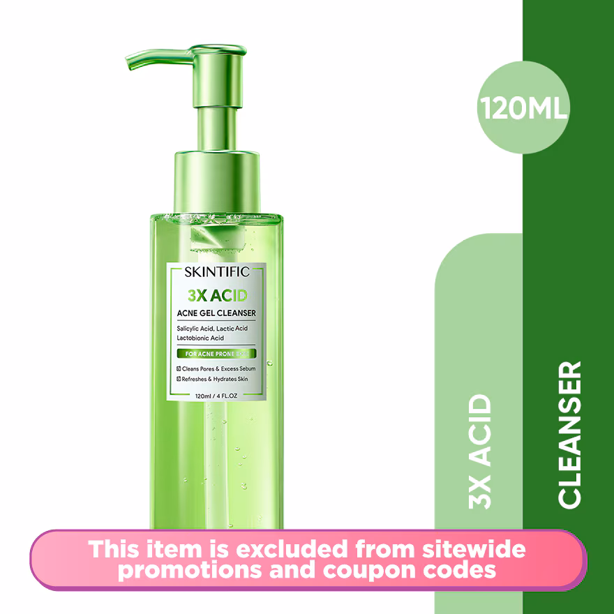 SKINTIFIC
3X Acid Acne Gel Cleanser 120ml