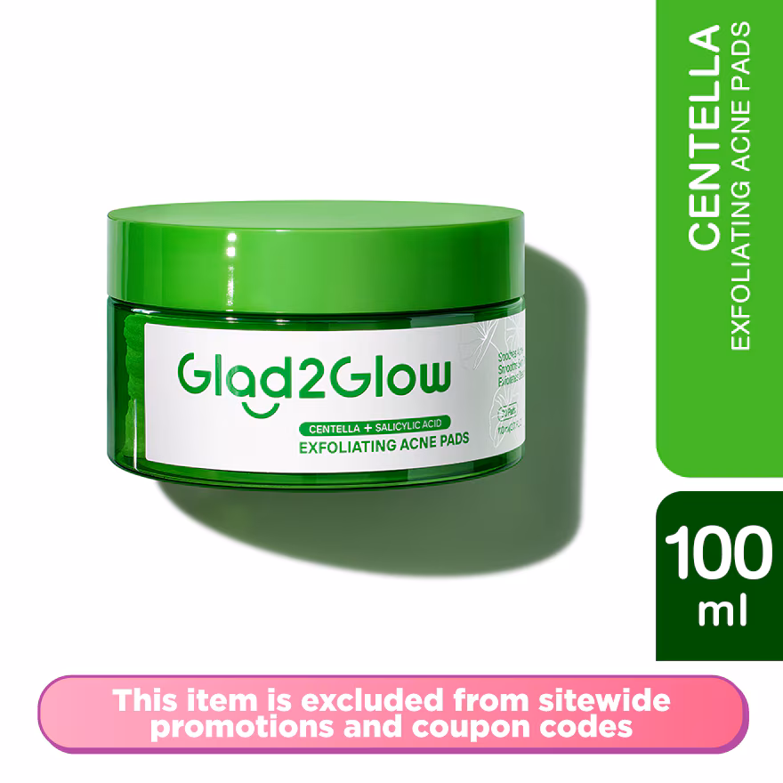 GLAD2GLOW
Centella Salicylic Acid Exfoliating Acne Pads 30s